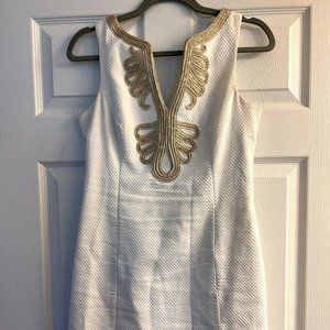 Lilly Pulitzer White Dress with Gold Trim Size 2